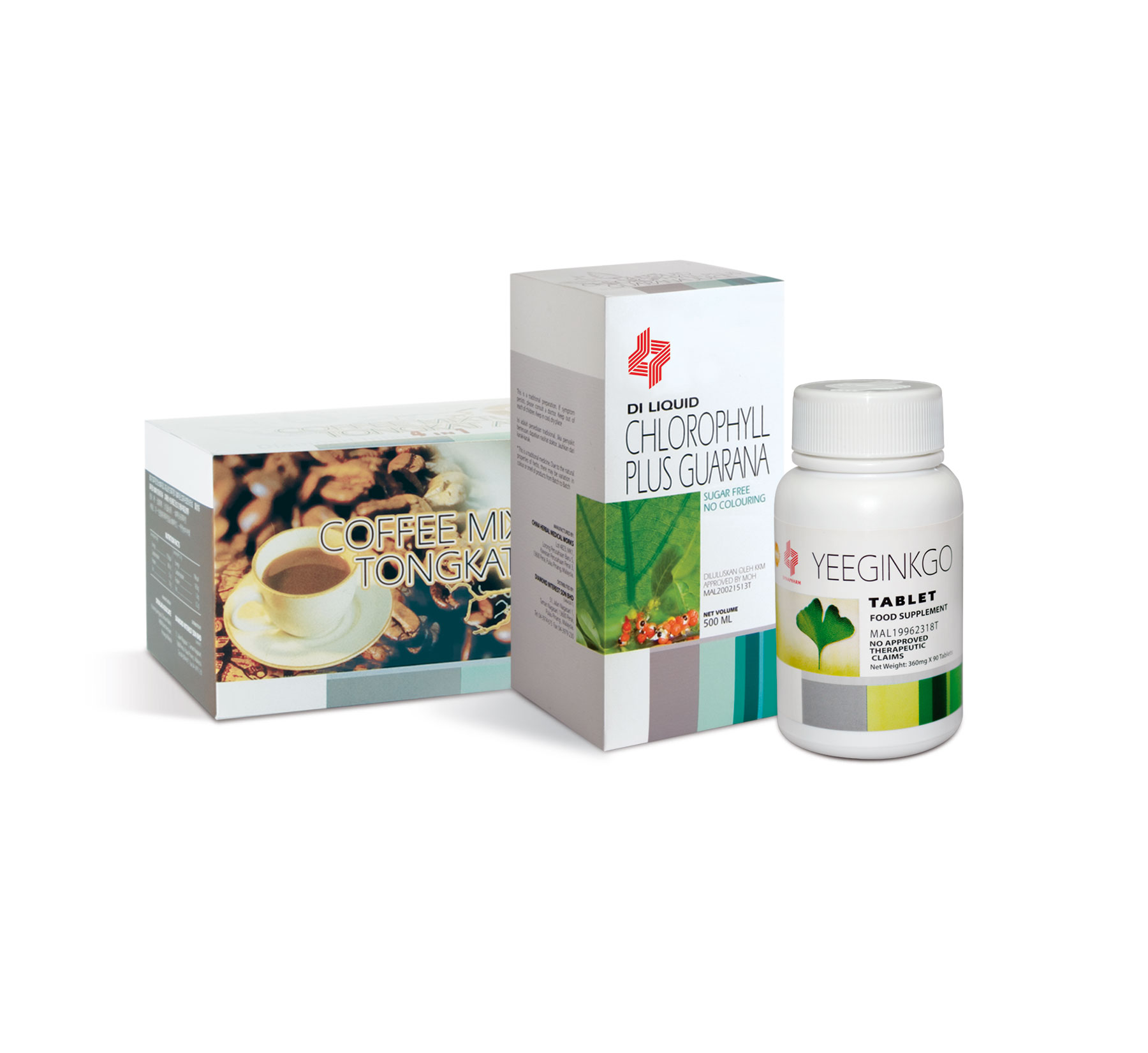 Php2400.00 (1 Ginkgo 90's, 1 Chlorophyll 500mL, & 1 Tongkat Ali Coffee 20's)